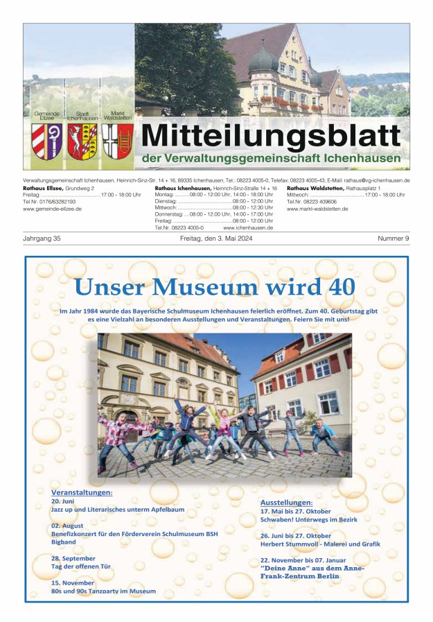 Mitteilungsblatt der Verwaltungsgemeinschaft Ichenhausen Titelblatt 09/2024