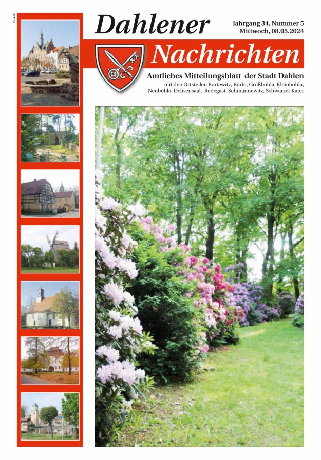Dahlener Nachrichten - Amtliches Mitteilungsblatt der Stadt Dahlen Titelblatt 05/2024