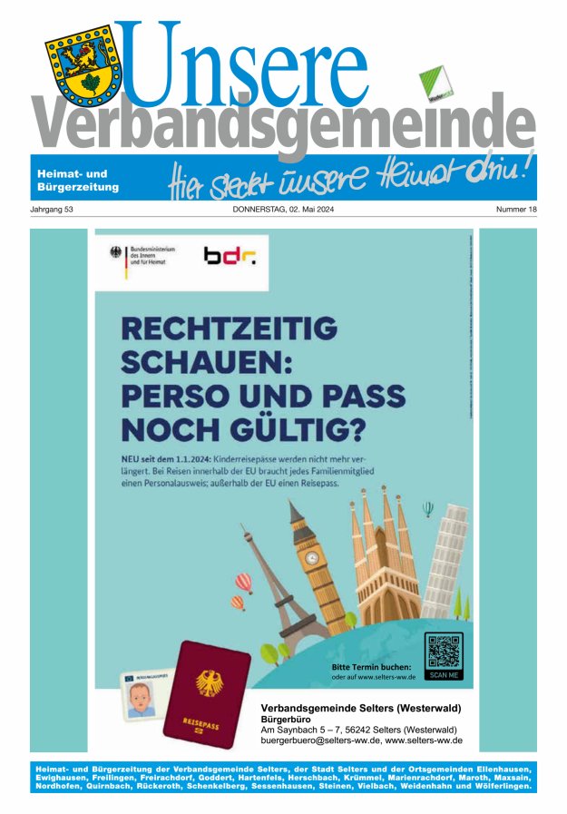 Unsere Verbandsgemeinde Selters Ww Titelblatt 18/2024
