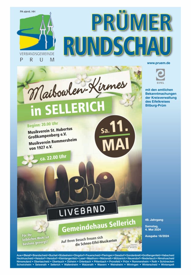 Prümer Rundschau Titelblatt 18/2024