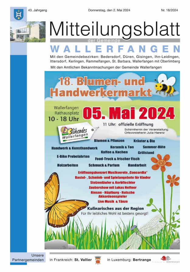 Mitteilungsblatt Gemeinde Wallerfangen Titelblatt 18/2024