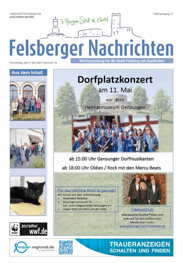Felsberger Nachrichten Titelblatt 18/2024