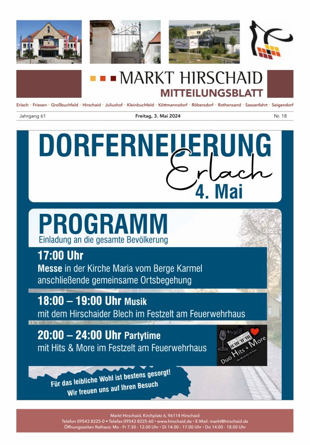 Mitteilungsblatt Markt Hirschaid Titelblatt 18/2024