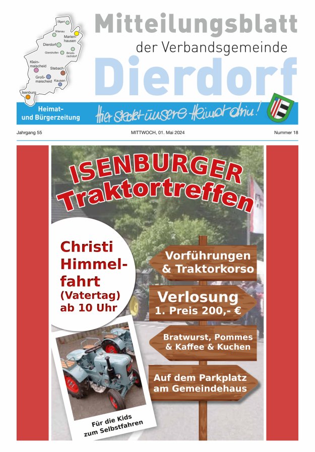 Mitteilungsblatt der Verbandsgemeinde Dierdorf Titelblatt 18/2024