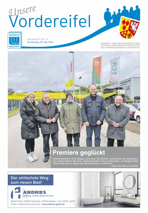 Mitteilungsblatt Vordereifel - Heimat- u Bürgerzeitung der VG Vordereifel Titelblatt 18/2024