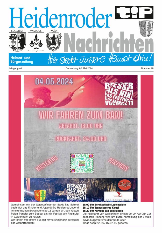 "tip" Heidenroder Nachrichten Titelblatt 18/2024
