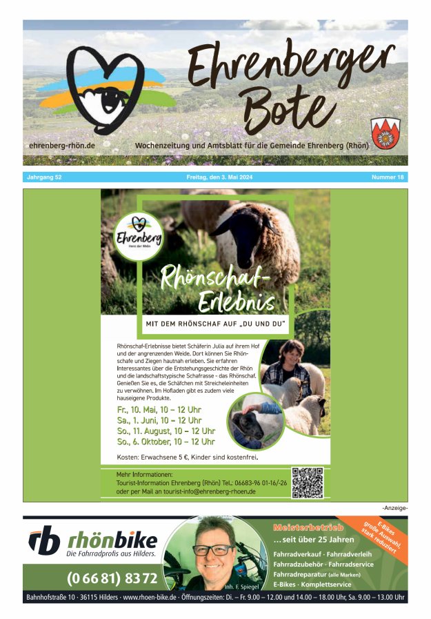 Ehrenberger Bote Titelblatt 18/2024
