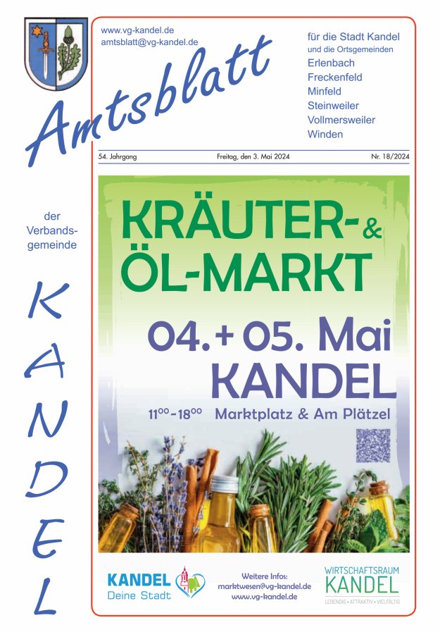 Amtsblatt VG Kandel Titelblatt 18/2024