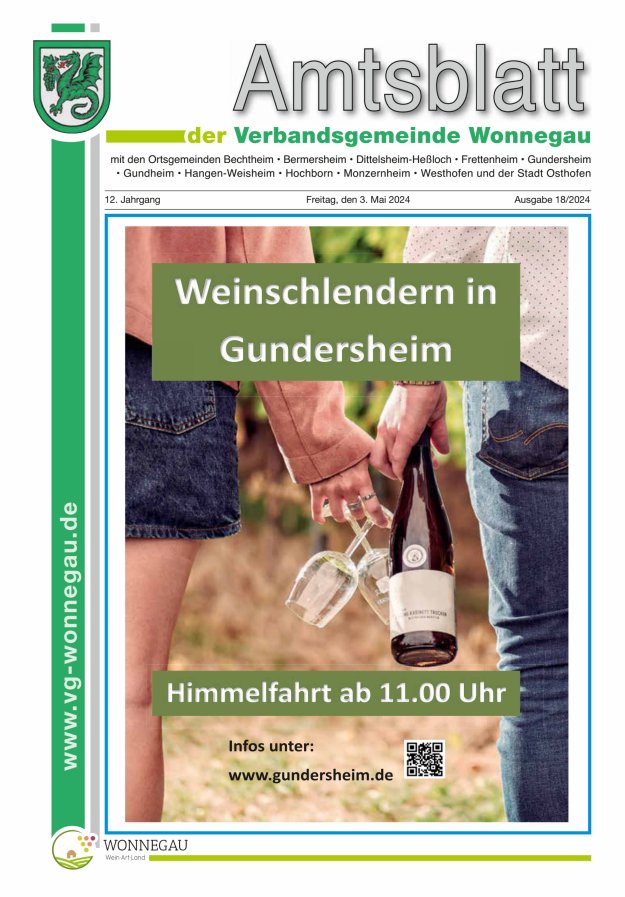 Amtsblatt VG Wonnegau Titelblatt 18/2024