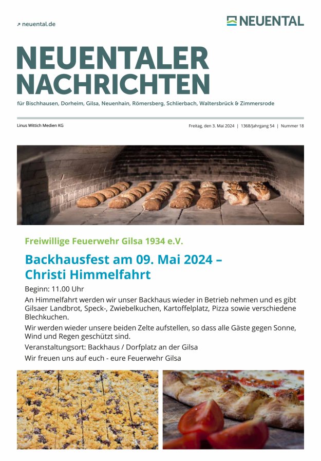 Neuentaler Nachrichten Titelblatt 18/2024
