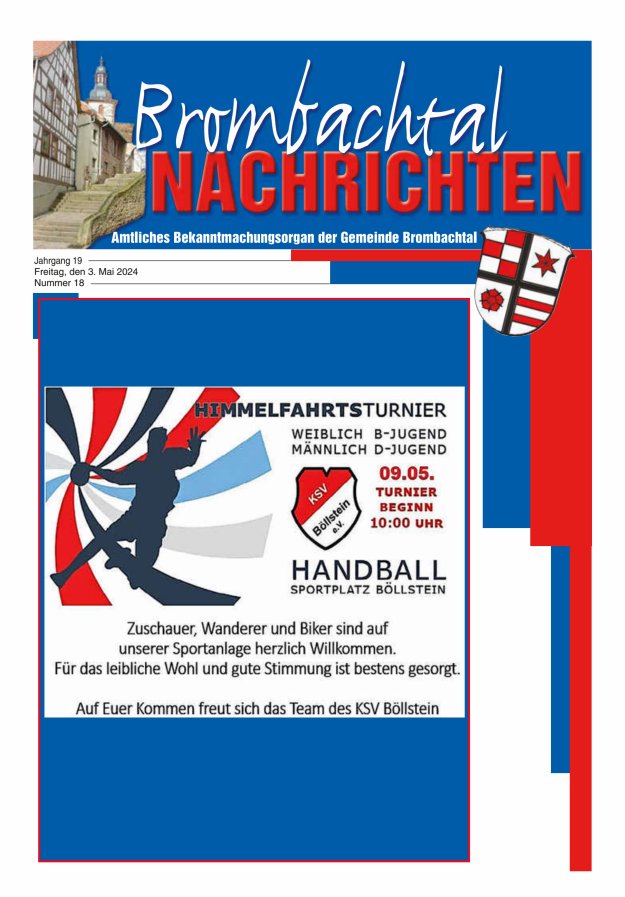Brombachtal-Nachrichten Amtsblatt der Gemeinde Brombachtal Titelblatt 18/2024
