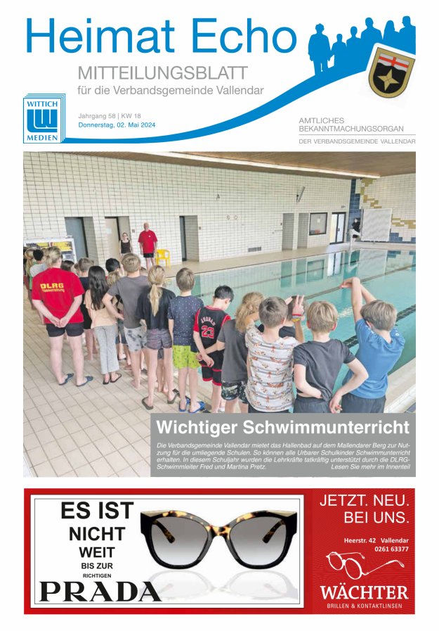 Heimat-Echo - Heimat- und Bürgerzeitung Verbandsgemeinde Vallendar Titelblatt 18/2024