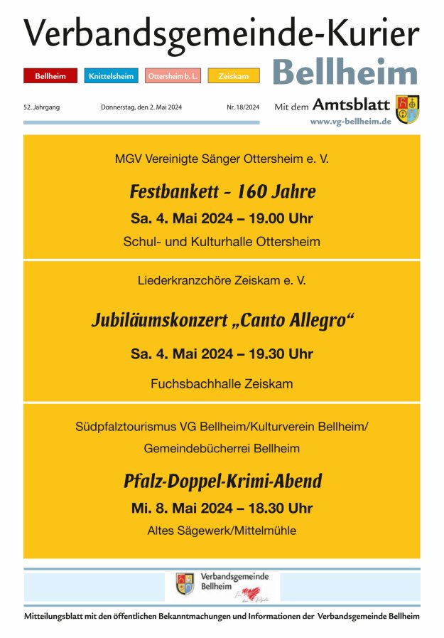 Verbandsgemeinde-Kurier Bellheim Titelblatt 18/2024