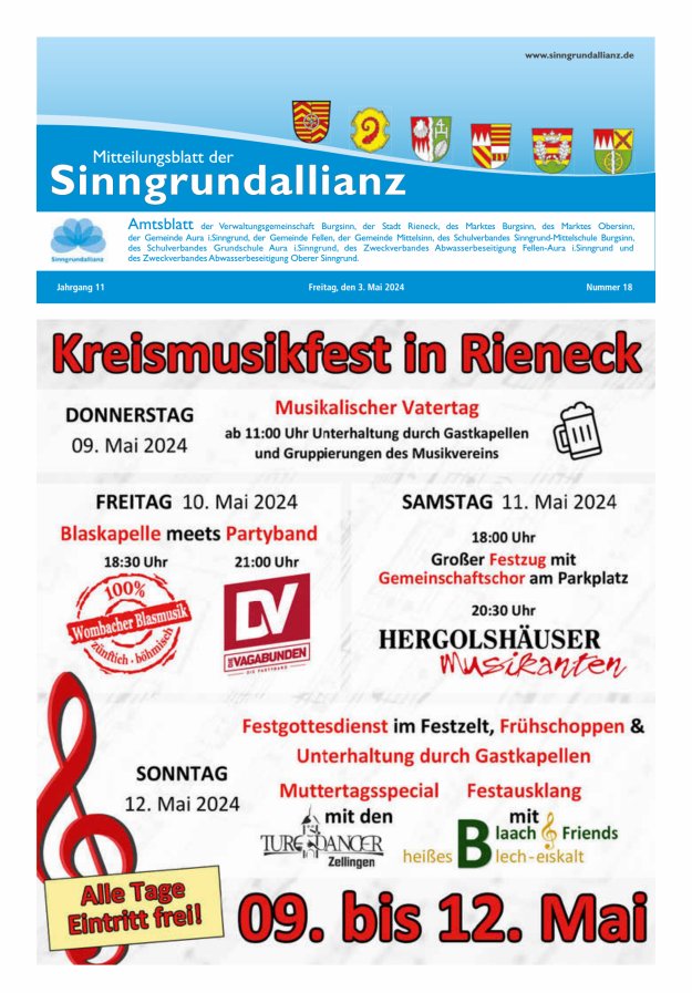 Mitteilungsblatt der Sinngrundallianz Titelblatt 18/2024