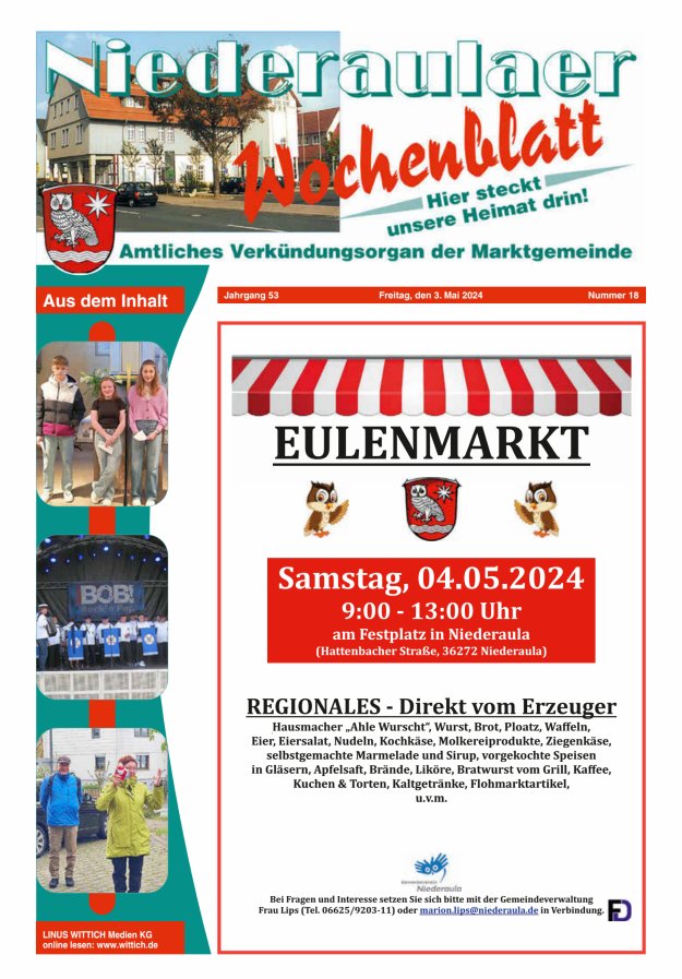 Niederaulaer Wochenblatt Titelblatt 18/2024