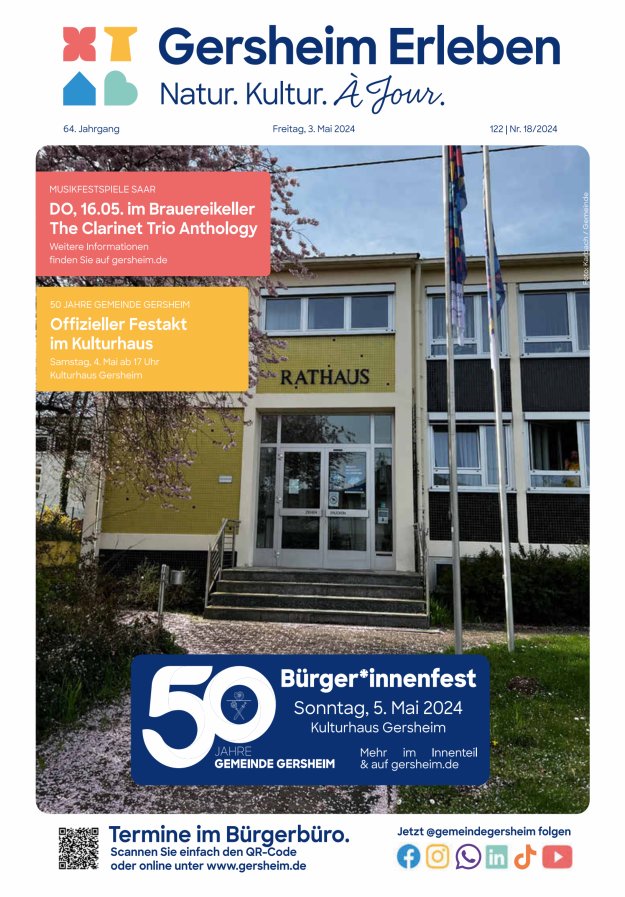 Bekanntmachungsblatt der Gemeinde Gersheim Titelblatt 18/2024