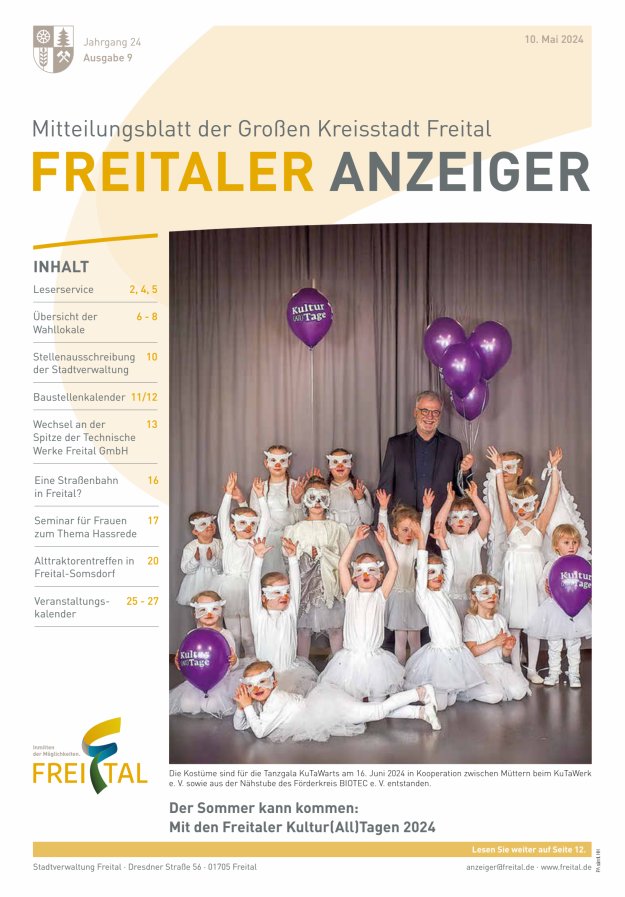 Freitaler Anzeiger - Amtsblatt der Großen Kreisstadt Freital Titelblatt 09/2024