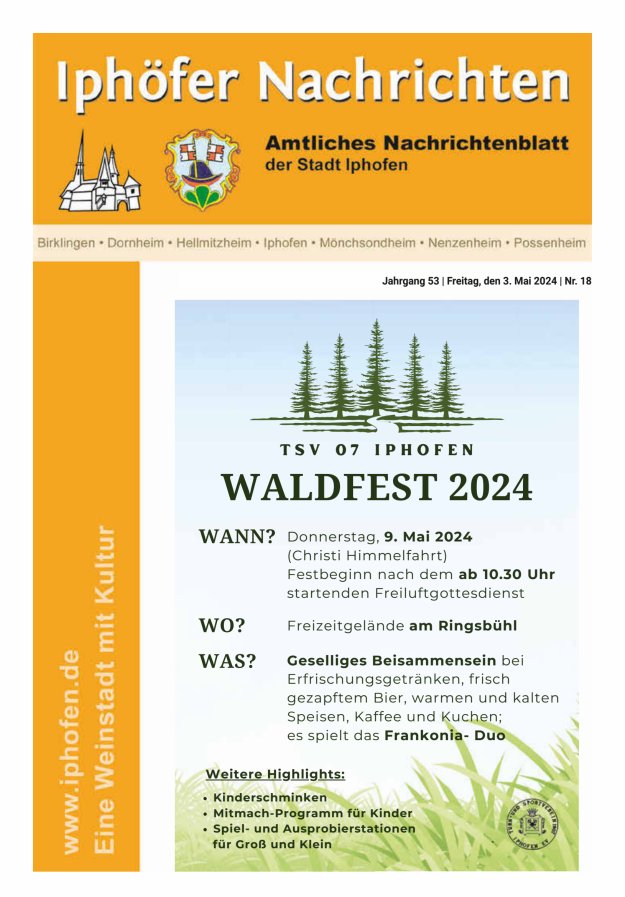 Iphöfer Nachrichten Titelblatt 18/2024