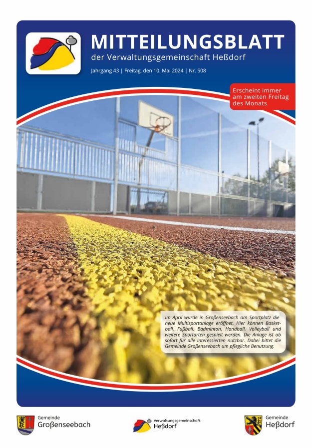 Mitteilungsblatt der Verwaltungsgemeinschaft Heßdorf Titelblatt 508/2024