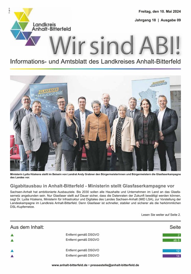 Informations- und Amtsblatt des LK Anhalt-Bitterfeld Titelblatt 09/2024