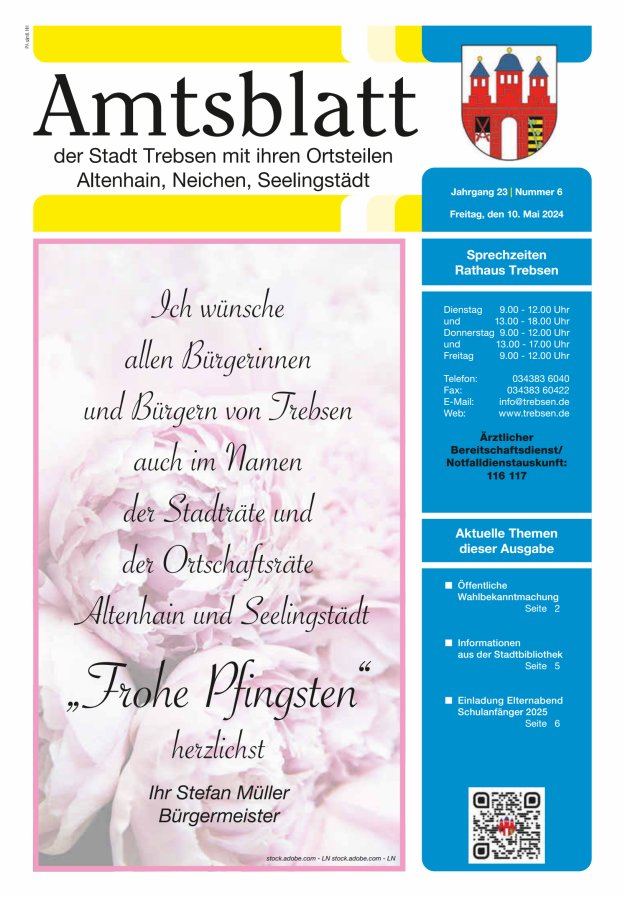 Stadtjournal der Stadt Trebsen mit ihren Ortsteilen Titelblatt 06/2024