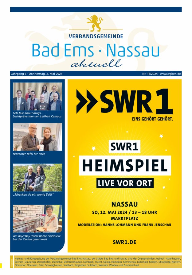 Bad Ems-Nassau aktuell Ausgabe Nassau Titelblatt 18/2024