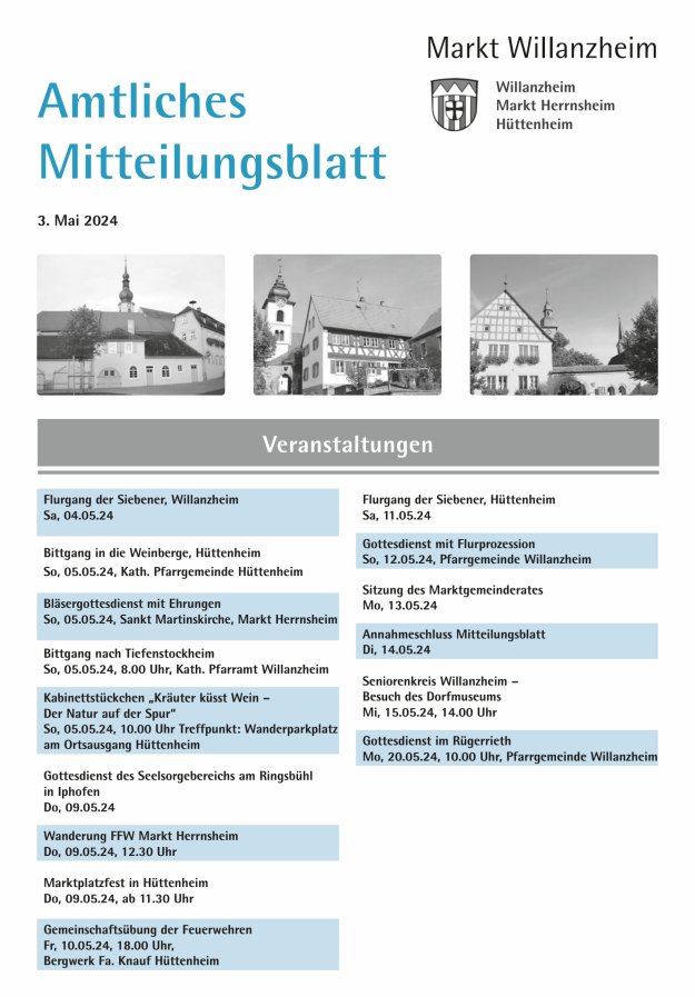 Amtliches Mitteilungsblatt des Marktes Willanzheim Titelblatt 09/2024