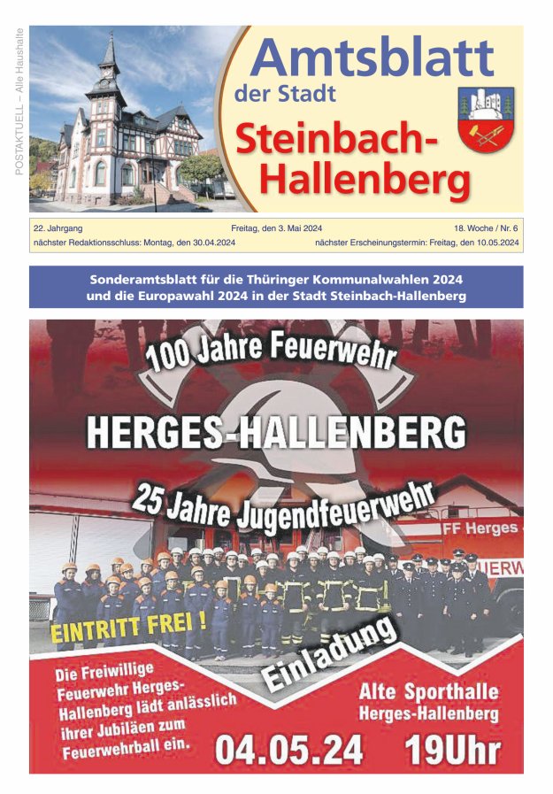 Amtsblatt der Stadt Steinbach-Hallenberg Titelblatt 06/2024