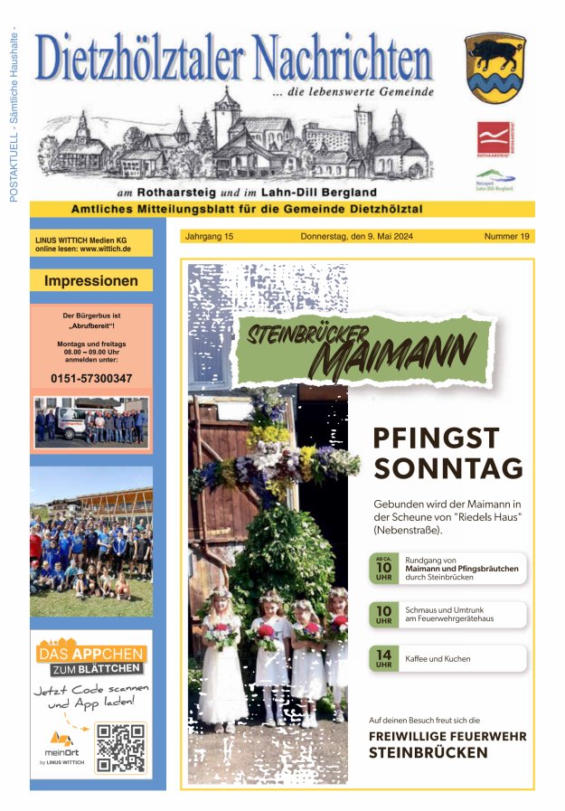 Dietzhölztaler Nachrichten Titelblatt 19/2024
