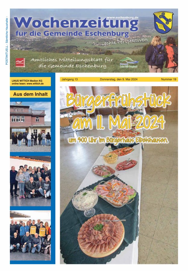 Wochenzeitung für die Gemeinde Eschenburg Titelblatt 19/2024