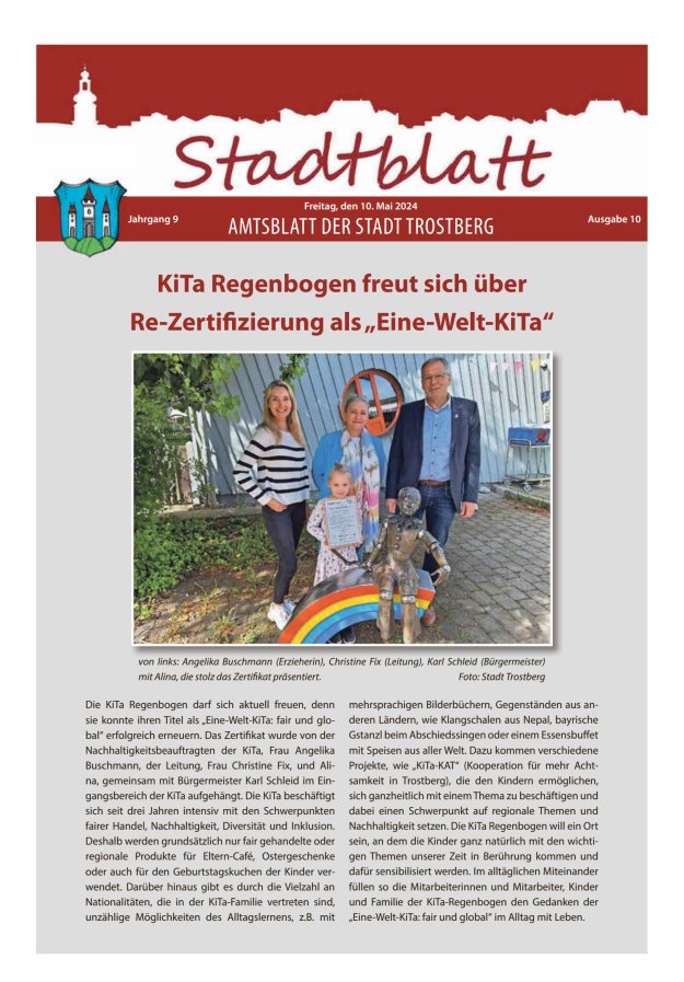 Stadtblatt Trostberg an der Alz Titelblatt 10/2024