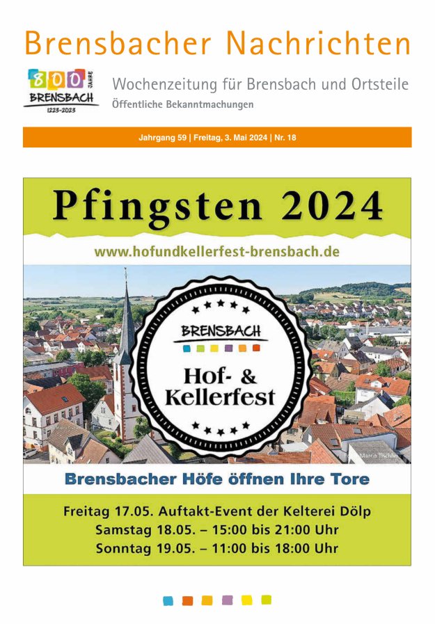 Brensbacher Nachrichten Titelblatt 18/2024