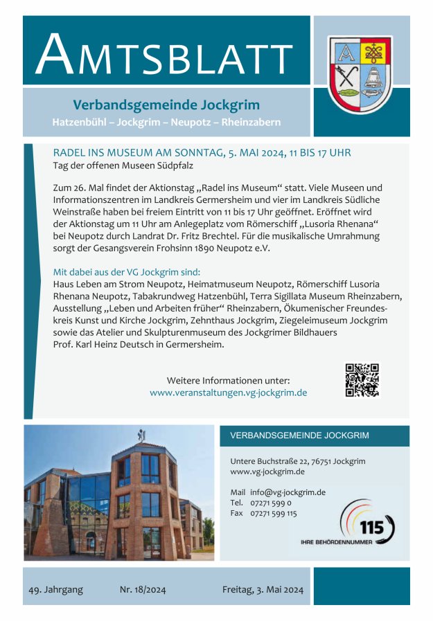 Amtsblatt VG Jockgrim Titelblatt 18/2024