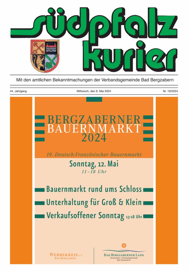 Südpfalz Kurier - VG Bad Bergzabern Titelblatt 19/2024