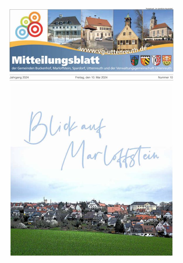 Mitteilungsblatt der Verwaltungsgemeinschaft Uttenreuth Titelblatt 10/2024