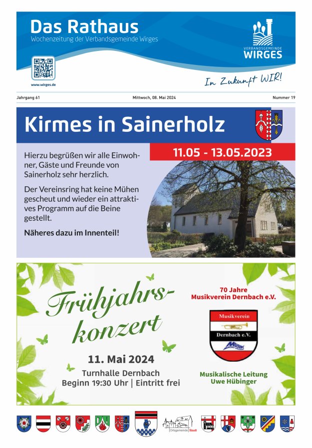 Das Rathaus - Informationen für die Bürger in der VG Wirges Titelblatt 19/2024