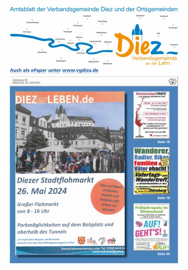 Mitteilungsblatt der Verbandsgemeinde Diez und der Ortsgemeinden Titelblatt 19/2024