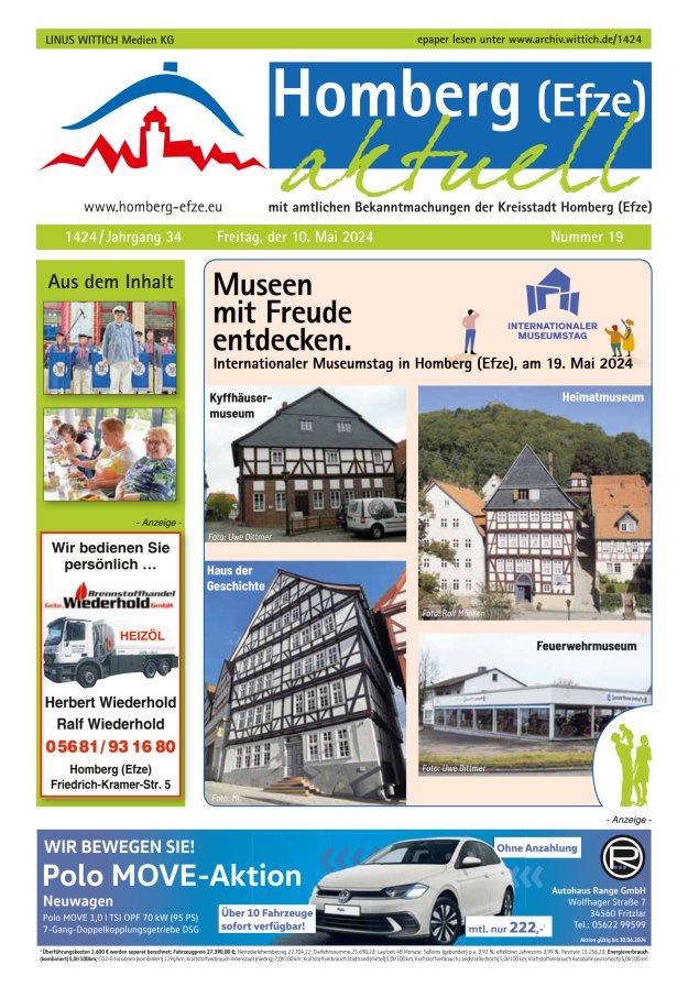 Homberg Efze aktuell Titelblatt 19/2024