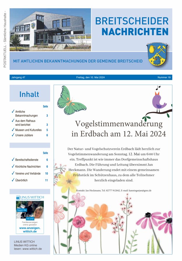 Breitscheider Nachrichten Titelblatt 19/2024