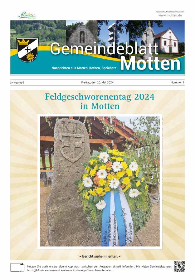 Gemeindeblatt Motten Nachrichten aus Motten Kothen Speicherz Titelblatt 05/2024