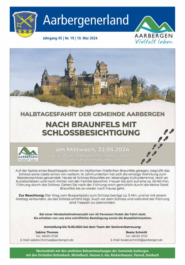 Aarbergenerland - Wochenblatt mit den amtlichen Bekanntmachungen Titelblatt 19/2024