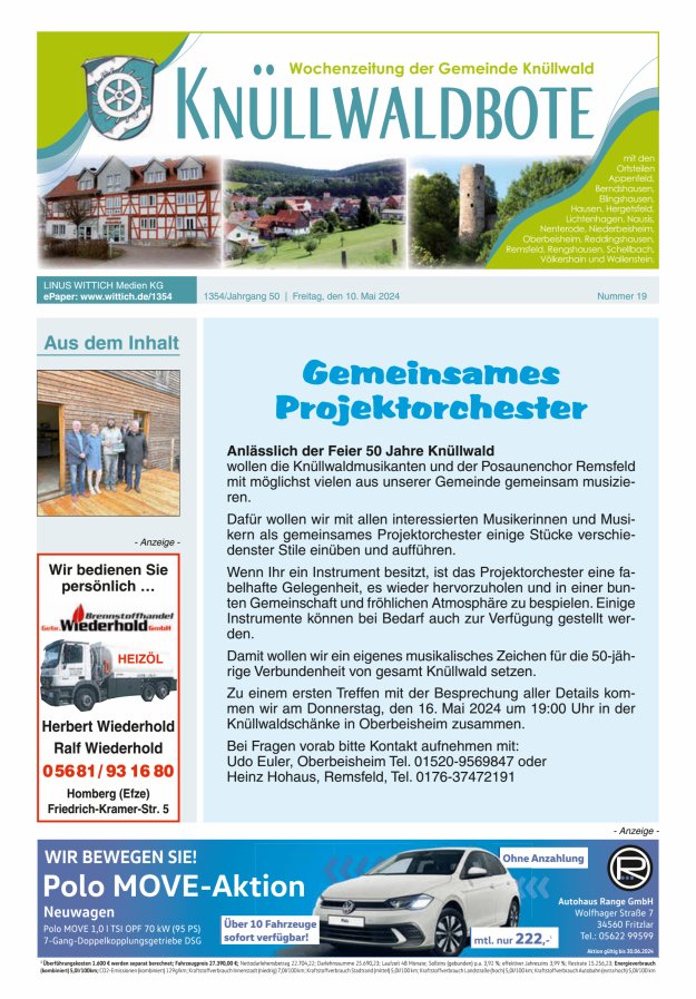 Knüllwaldbote Titelblatt 19/2024