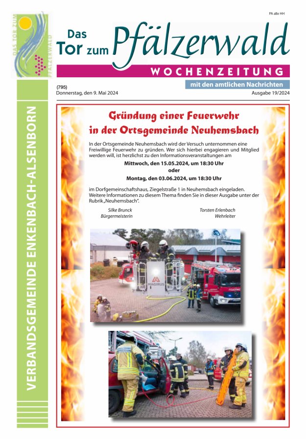 Das Tor zum Pfälzer Wald - VG Enkenbach-Alsenborn Titelblatt 19/2024
