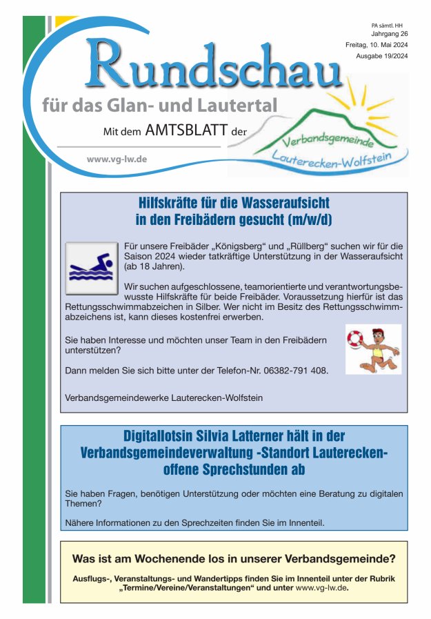 Rundschau für das Glan- und Lautertal Titelblatt 19/2024