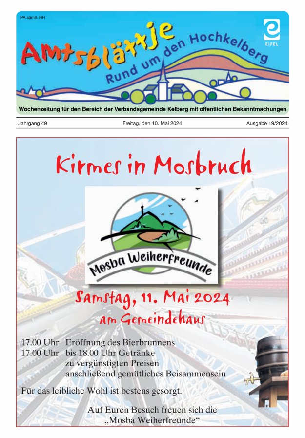 Amtsblättje - Rund um den Hochkelberg Titelblatt 19/2024