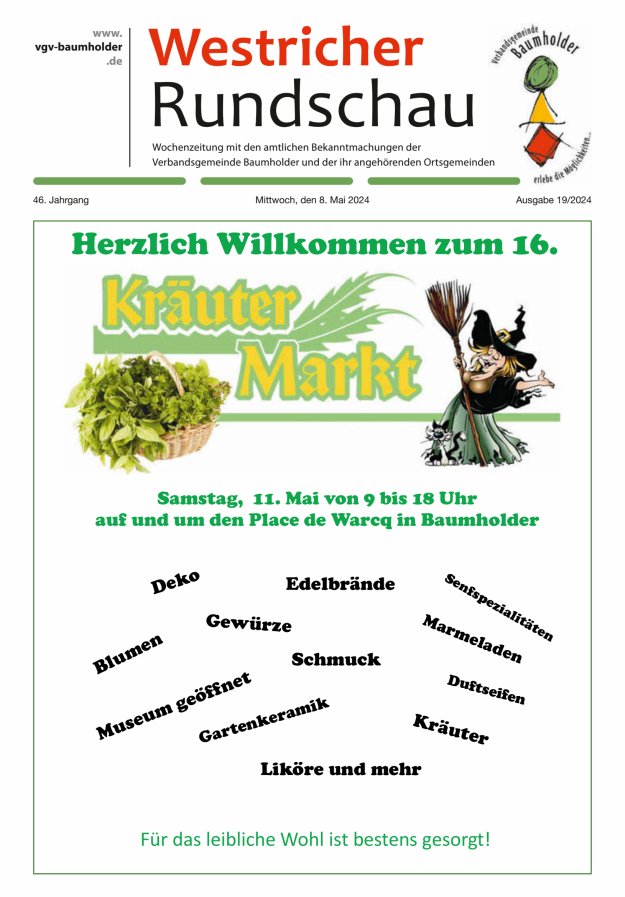 Westricher Rundschau VG Baumholder Titelblatt 19/2024