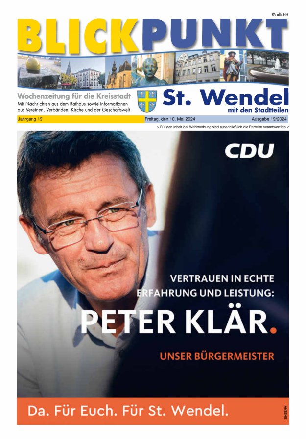Blickpunkt St Wendel Titelblatt 19/2024