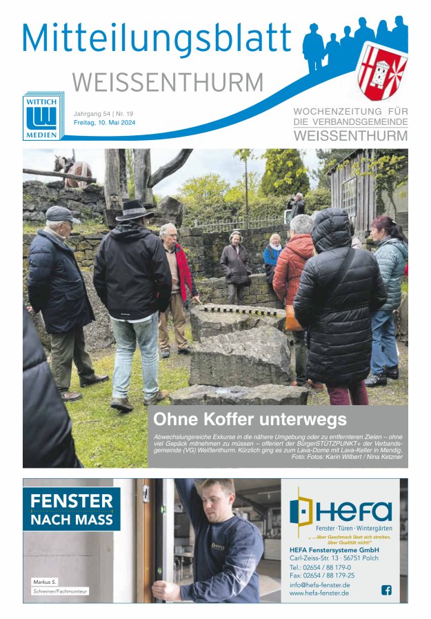 Mitteilungsblatt für den Bereich der Verbandsgemeinde Weißenthurm Titelblatt 19/2024