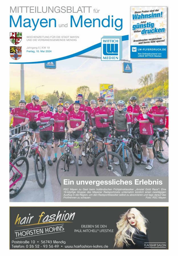 Mitteilungsblatt für Mayen und Mendig Titelblatt 19/2024