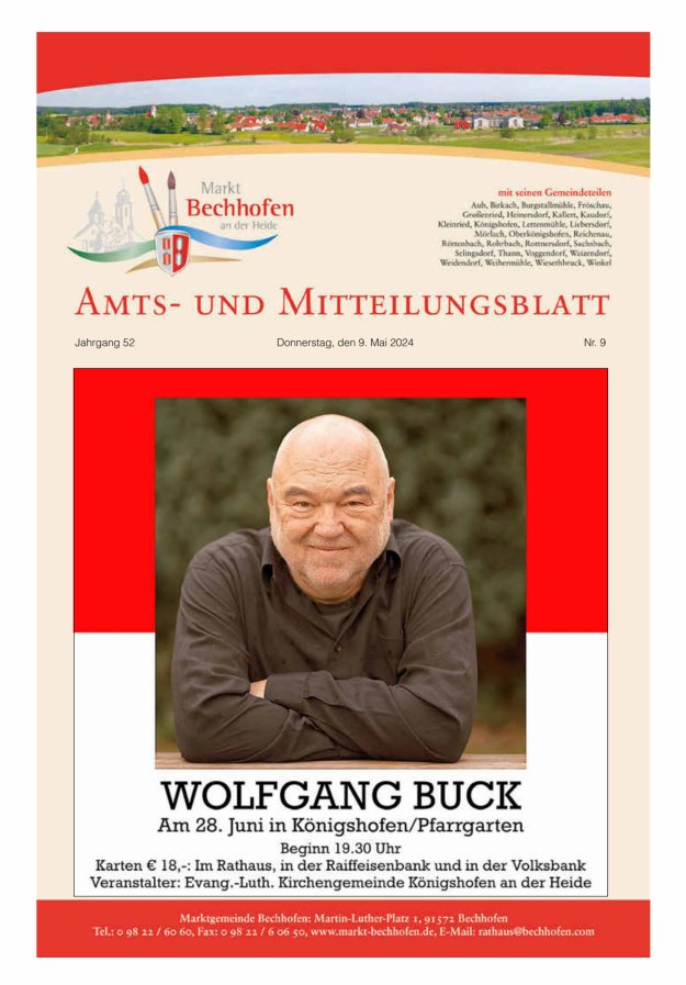 Amts- und Mitteilungsblatt für den Markt Bechhofen Titelblatt 09/2024
